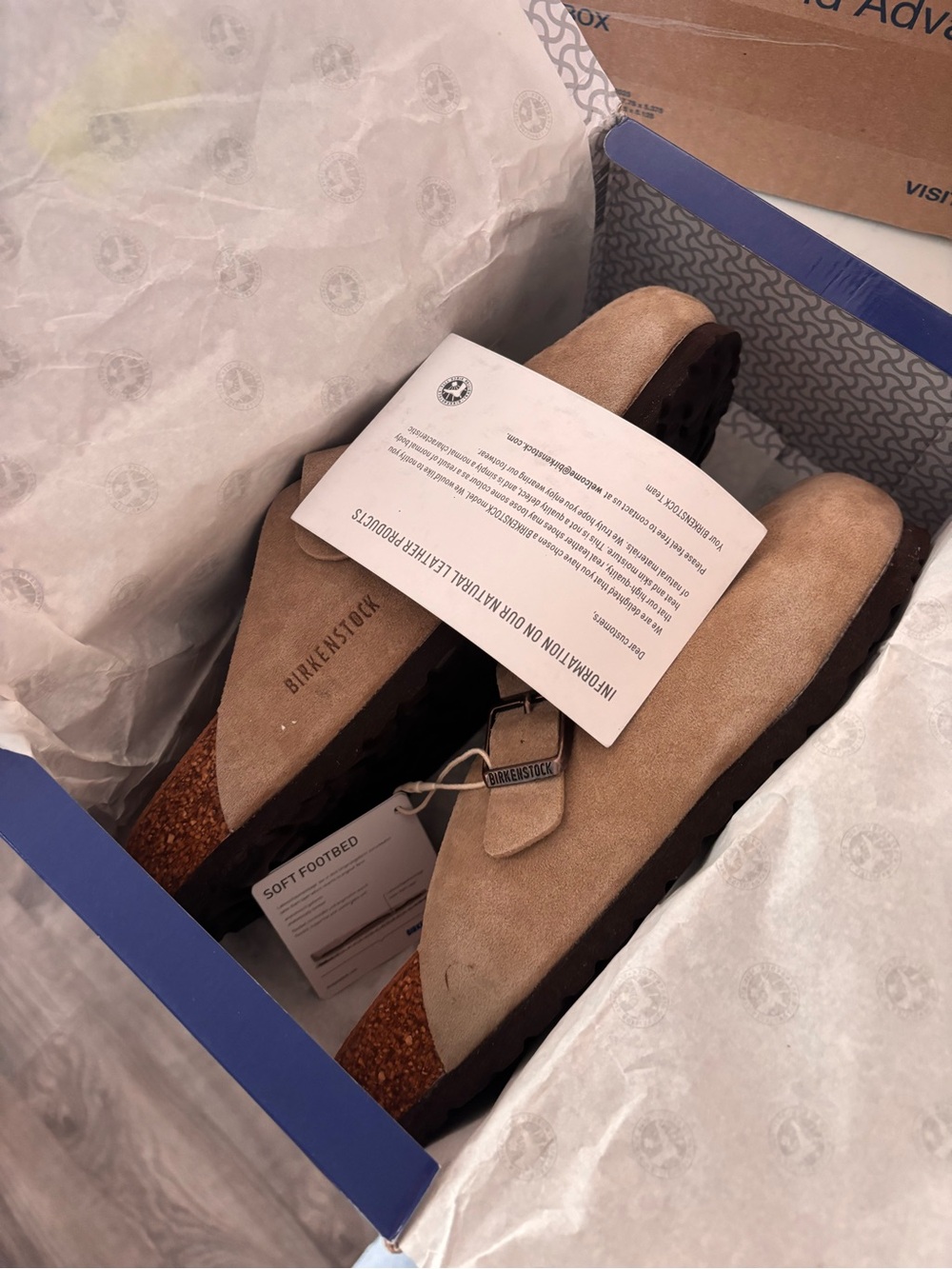 NIB- Birkenstock Suede Soft sole clog, reg width size 41